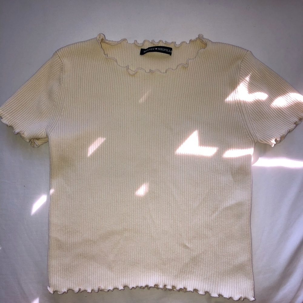 brandy melville ruffle yellow shirt